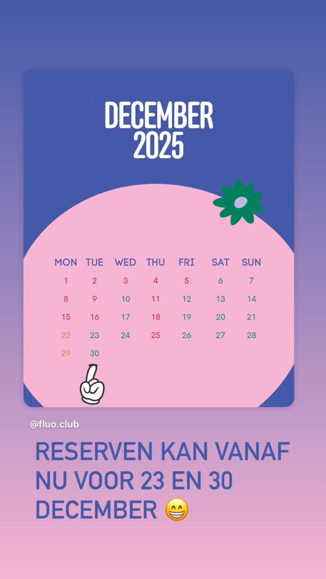 RESERVEN KAN VANAF NU VOOR 23 EN 30 DECEMBER 😁