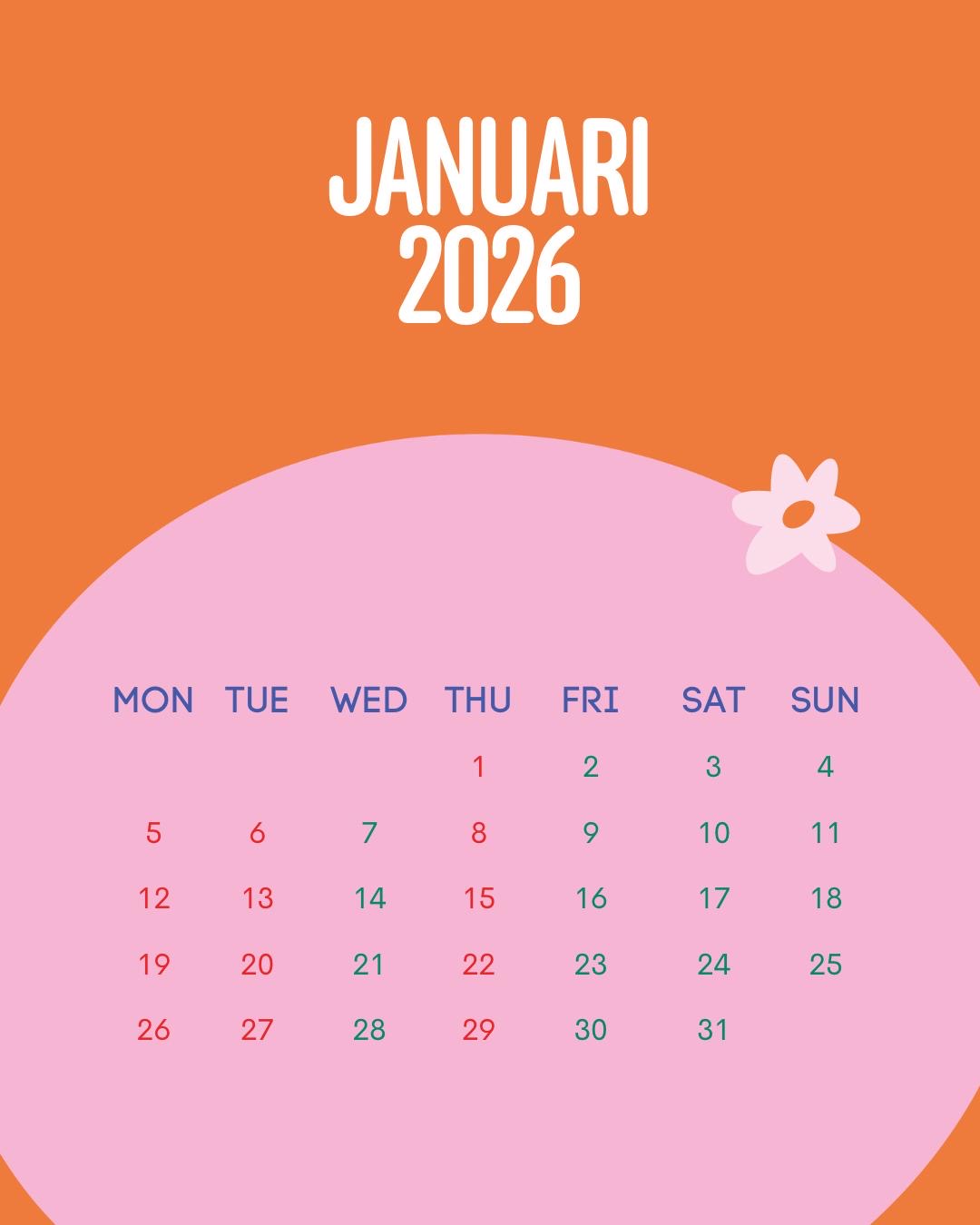 Januari 2026 Calendar